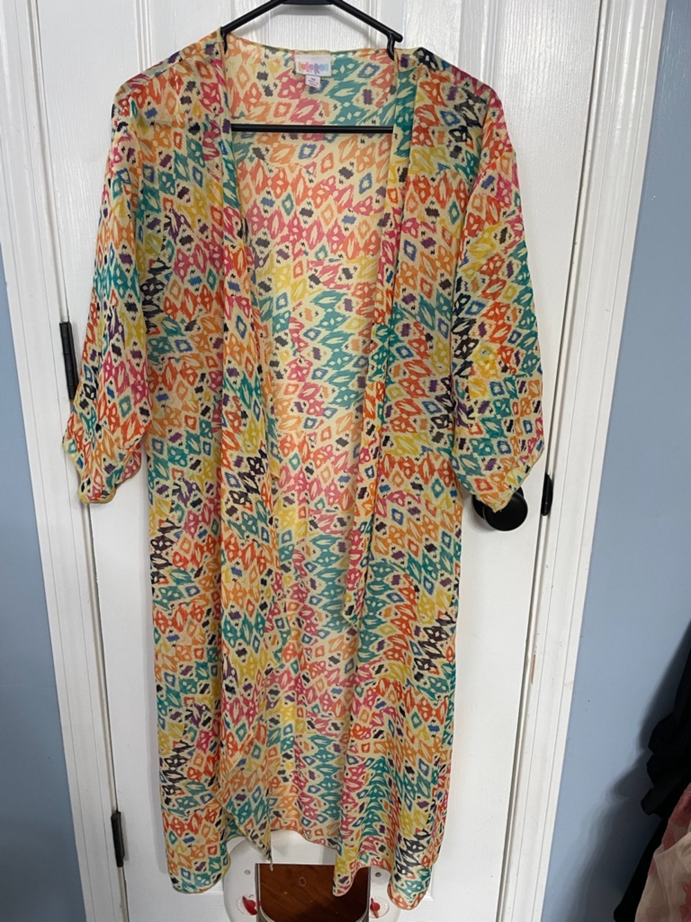 LuLaRoe Multicolor Ikat Maxi Kimono